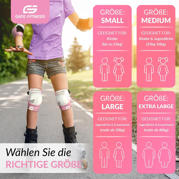 GATE FITNESS® Protektoren Set für Kinde &amp; Erwachsene - Schutzausrüstung Set [6 Teilen] Knieschützer