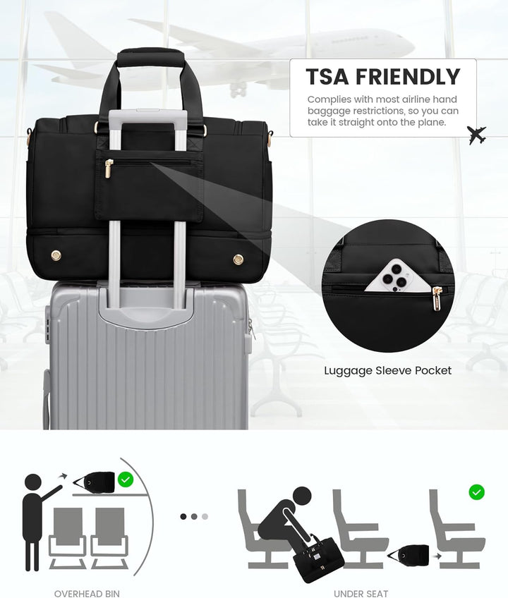 LOVEVOOK Sporttasche Reisetasche Damen, Weekender Damen Reisetaschen mit Kulturtasche, Schuhfach & N