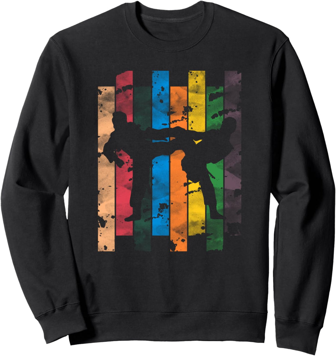 Vintage Taekwondo Silhouette Grafik Sweatshirt