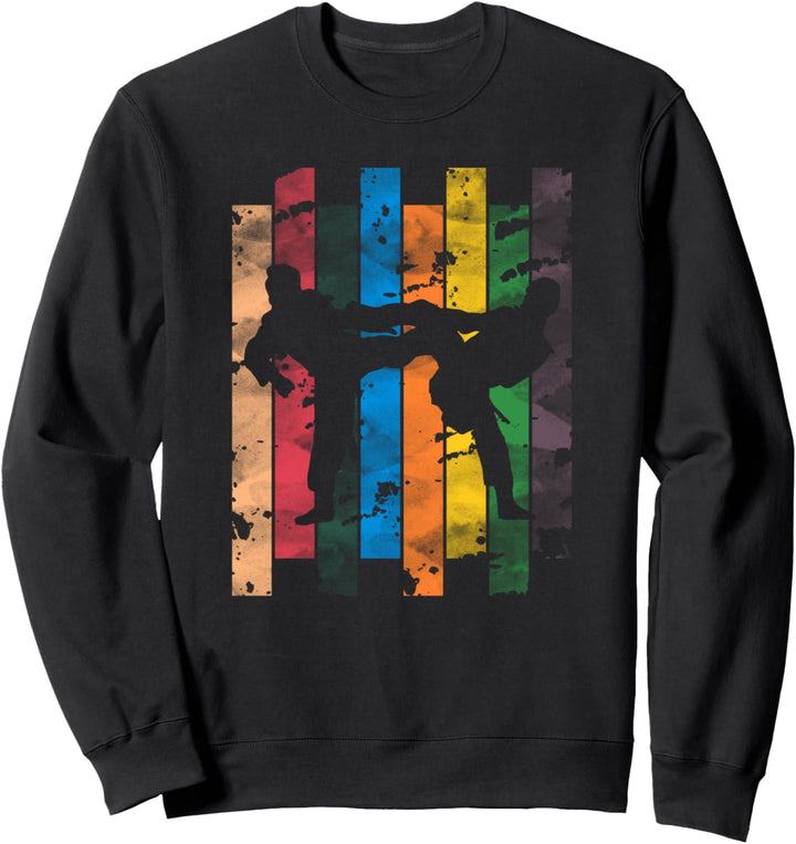 Vintage Taekwondo Silhouette Grafik Sweatshirt