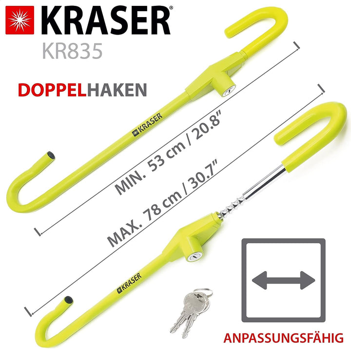 KRASER KR835 Lenkradkralle Lenkradschloss für Auto, Pedalschloss Wegfahrsperre Auto, Lenkradkralle W