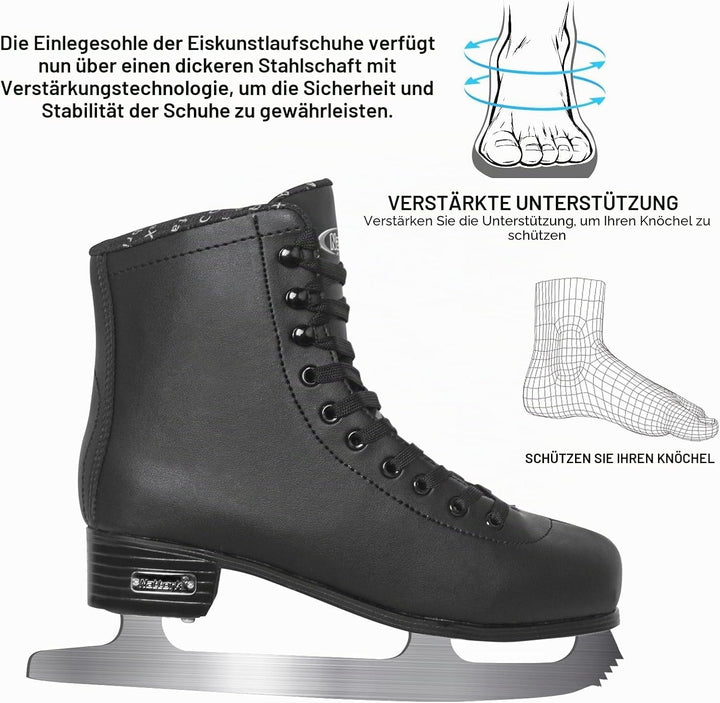 Nattork Eiskunstlaufschuhe Excellence – Edelstahlkufen für verbesserte Unterstützung, Stärke, Leistu