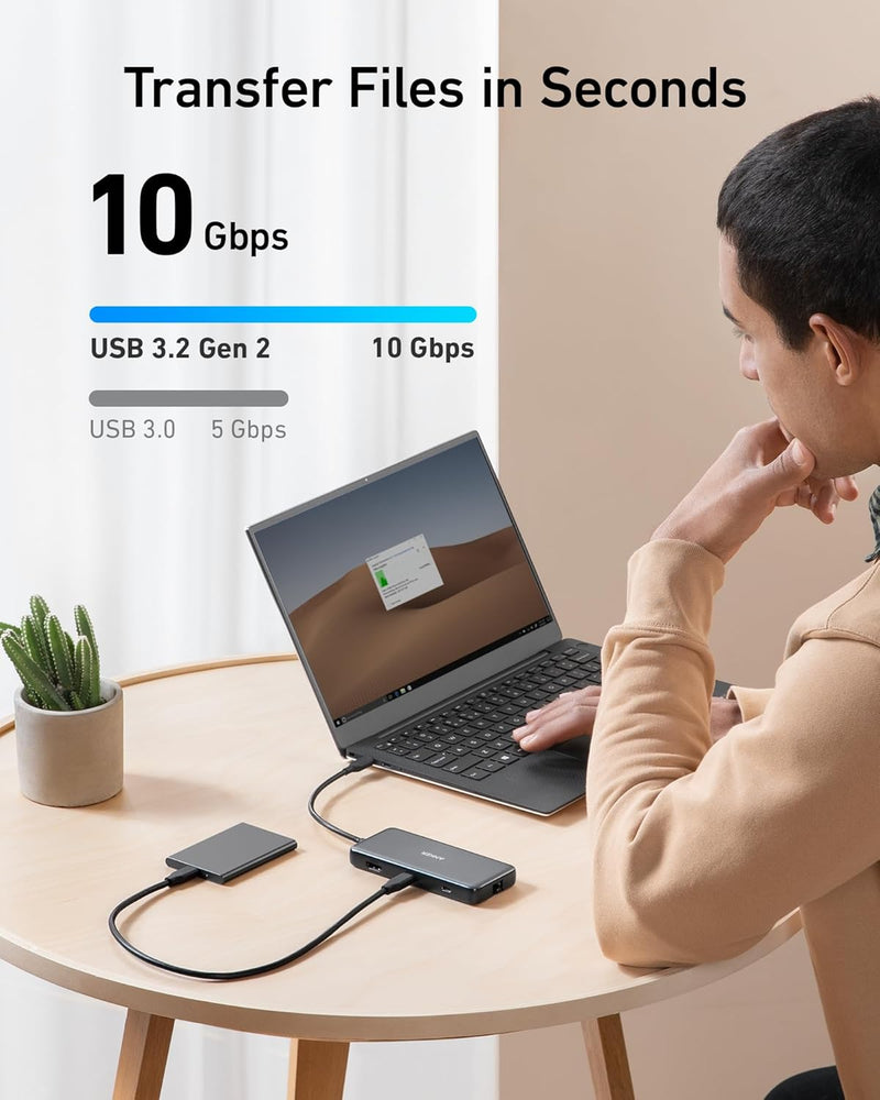 Anker 555 USB-C Hub (8-in-1) PowerExpand USB-C Adapter, 100W Power Delivery, 4K 60Hz HDMI, 10Gbps US