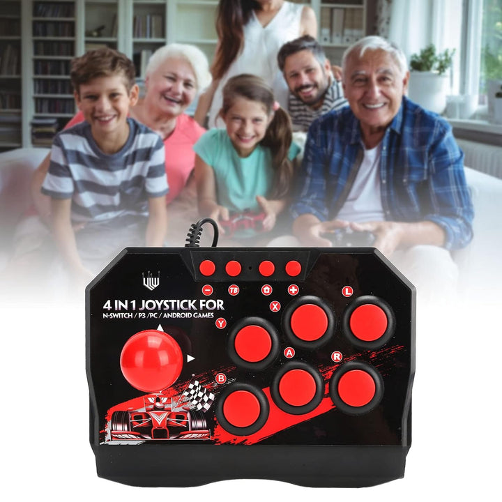 Arcade Fight Stick Controller, Kabelgebundener 4-in-1-Game-Joystick, Multifunktionaler Kugelförmiger