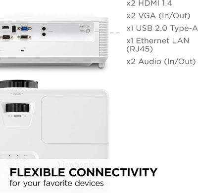 ViewSonic PA700W 4.500 ANSI Lumen WXGA Business & Bildung Projektor, Dual HDMI, USB Typ A WXGA (1280