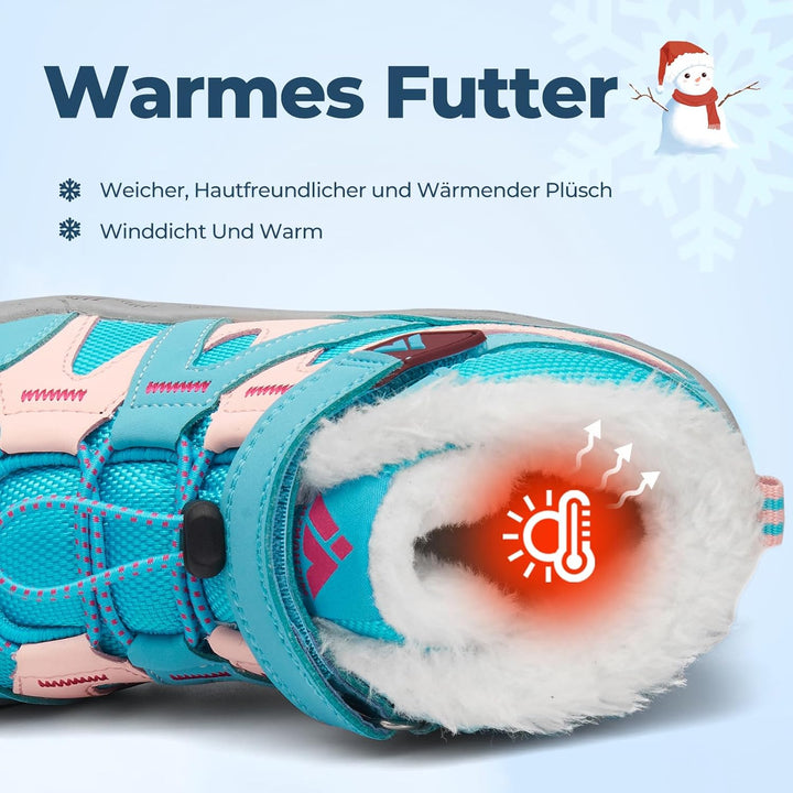 Mishansha Kinder Outdoor Winterschuhe Warm Gefüttert Winterstiefel, Gr.24-38 33 EU Himmelblau, 33 EU