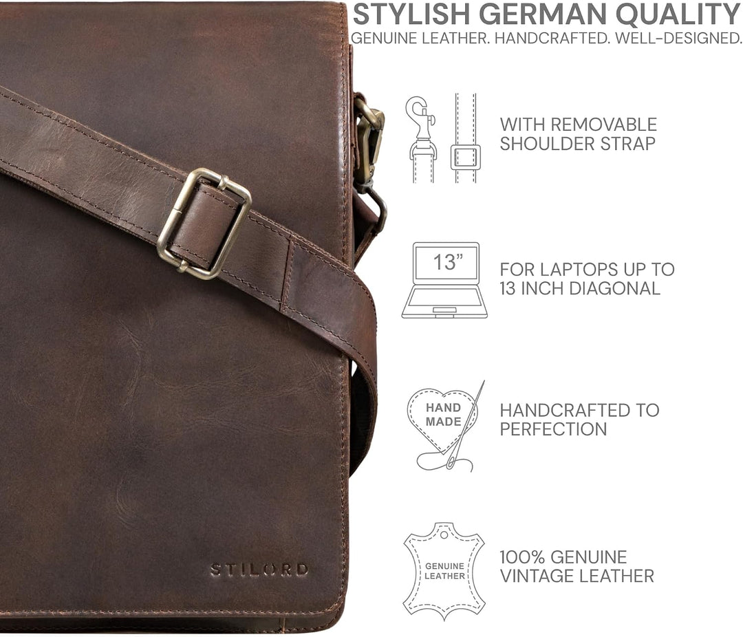 STILORD "Oxford Vintage Umhängetasche Leder Herren für 13 Zoll Tablet MacBooks und iPad Schultertasc