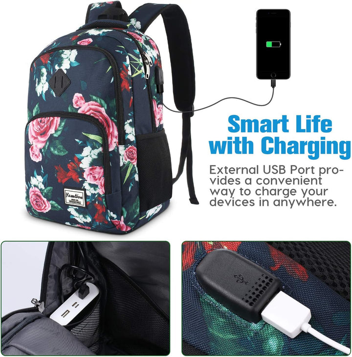 YAMTION Rucksack Damen,Schulrucksack Mädchen Teenager Tagesrucksack Frauen mit Laptopfach für Schule