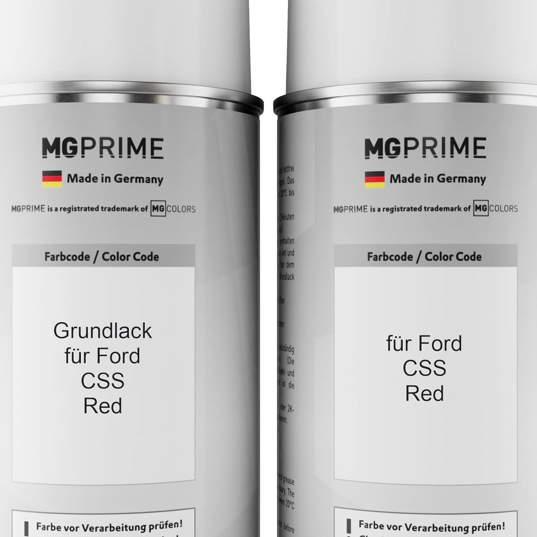 MG PRIME Autolack Sprühdosen Set für Ford CSS Red Grundlack Basislack Klarlack Spraydose 400ml