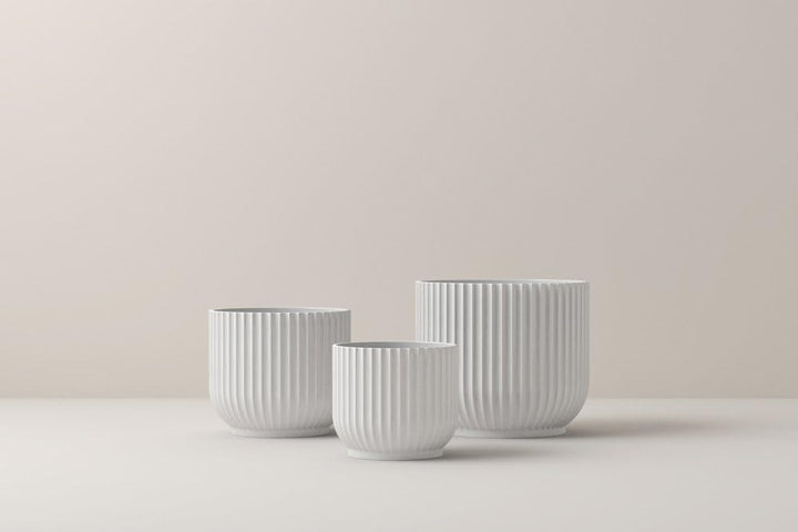 Lyngby Porcelæn Übertopf gross Lyngby im Bauhaus-Stil Zeitloses Design, Weiss 20,3cm Bianco, 20,3cm