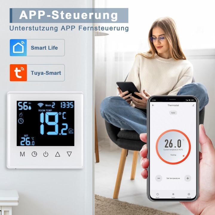 CNBINGO Smart Thermostat Unterputz Boiler WLAN Heizungsthermostat Raumthermostat WLAN Digital Raumth