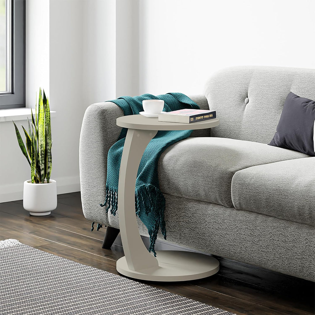 [en.casa] Beistelltisch Holeby Couchtisch Sofatisch auf Rollen Betttisch Laptoptisch C-Form Wohnzimm