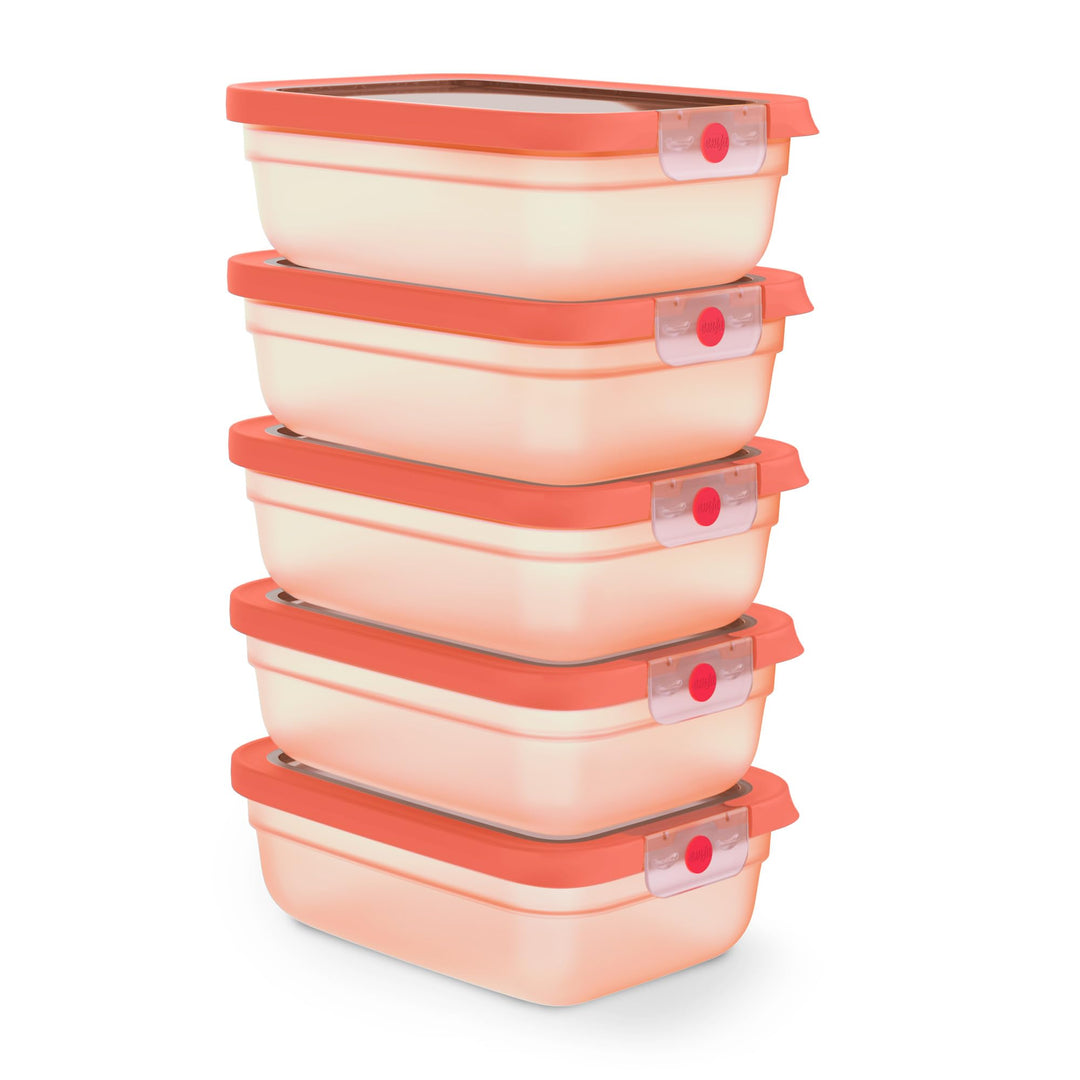 EMSA oneClick Frischhaltedosen, Meal Prep Set 5 x 1,2L, Lebensmittel 2 x länger frisch, 100% dicht,