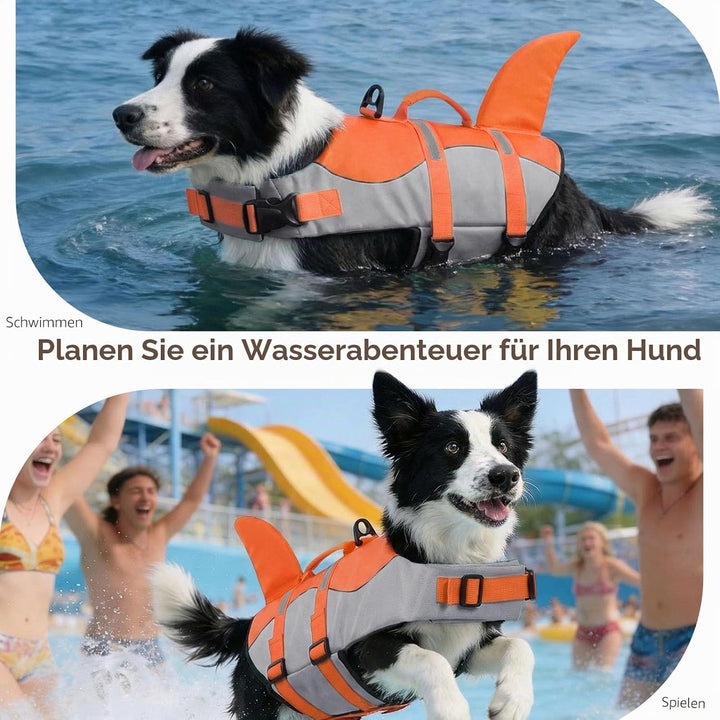 CITÉTOILE Schwimmweste Hunde Hai, Leicht und Sicher für Wassersport, hundeschwimmweste mit Griff und