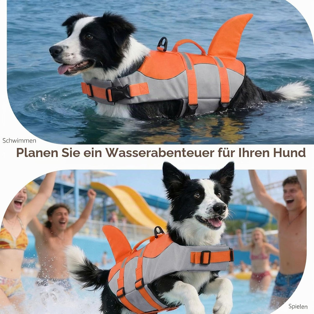 CITÉTOILE Schwimmweste Hunde Hai, Leicht und Sicher für Wassersport, hundeschwimmweste mit Griff und