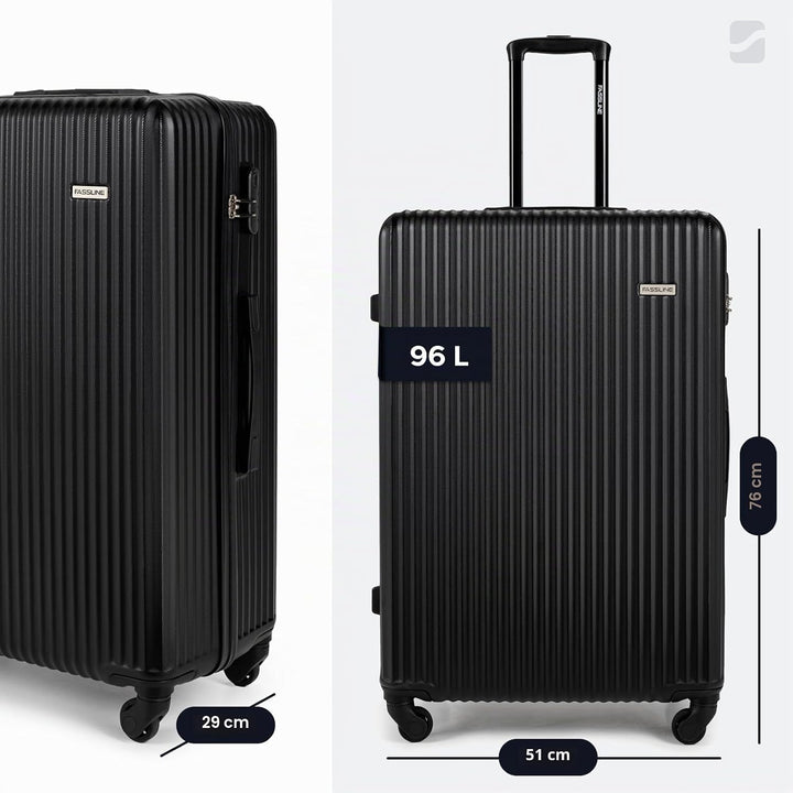 Reisekoffer Gross 76x51x29 cm 96l, aufgegebenes Gepäck, Hartschale aus ABS, Vier 360°-Spinner-Rollen