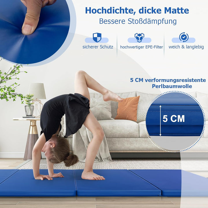 GOPLUS Turnmatte klappbar, 300×117×5cm Weichbodenmatte mit 2 Tragegriffen & Klettverschlüssen, Gymna