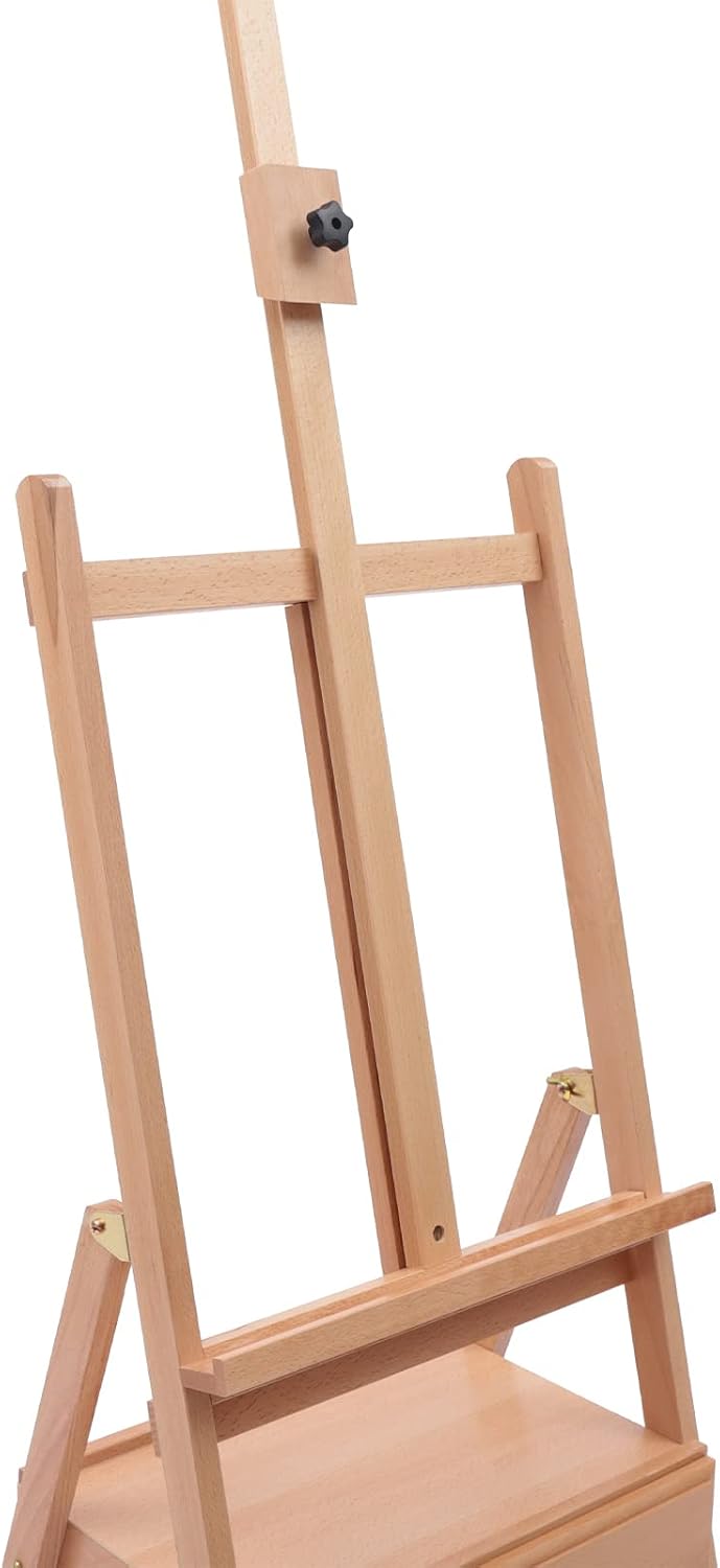 Faltbar Staffelei aus Holz, höhenverstellbar Standstaffelei, Gross Atelierstaffelei, Feldstaffelei,