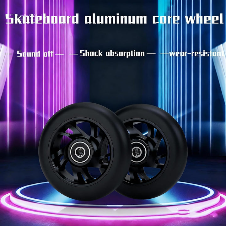 2 Stück Pro Stunt Scooter Rollen 100mm, Stunt Scooter Räder with ABEC-9 Bearings, Thickened PVC Repl