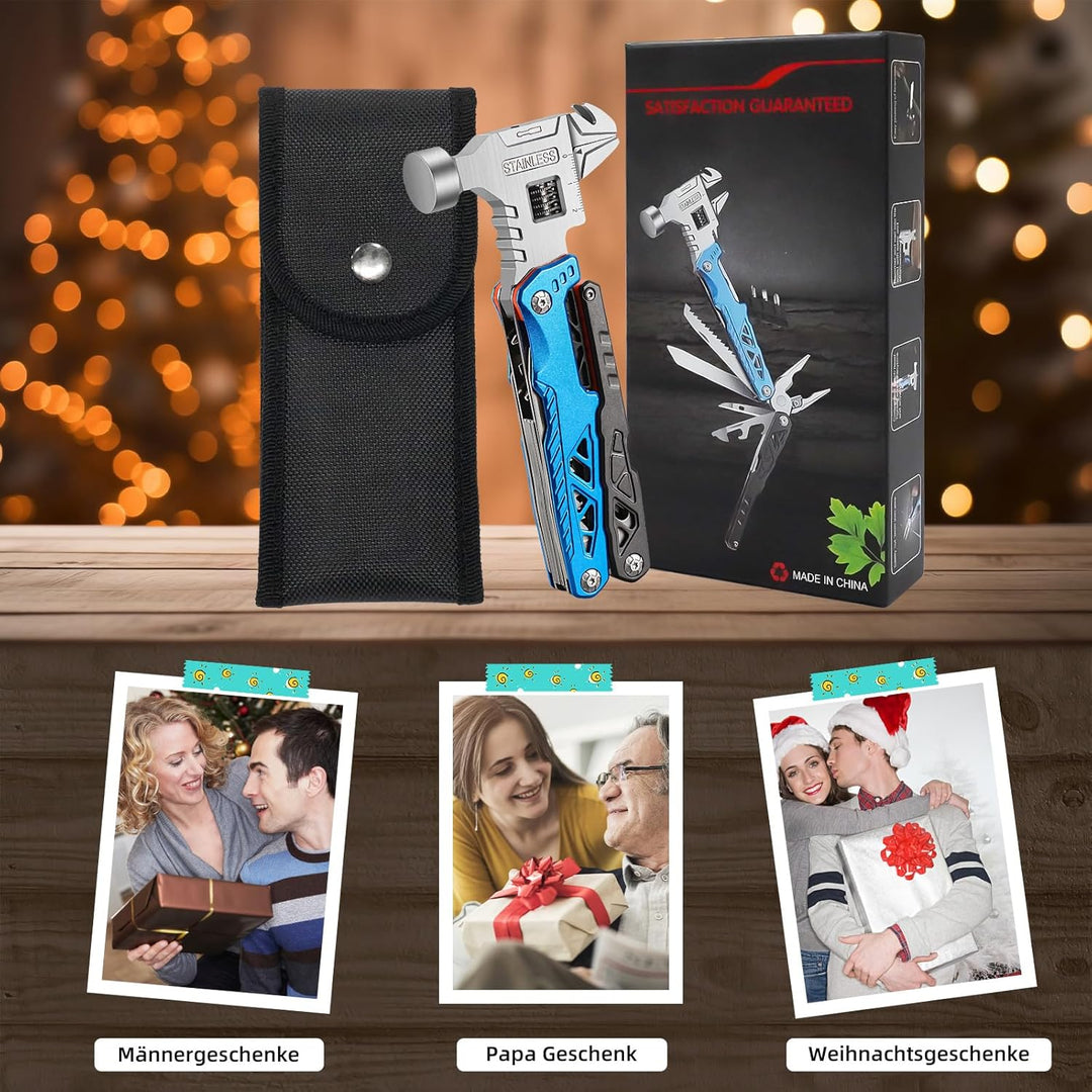 Multitool Rollgabelschlüssel,18 in 1 Geschenke für Männer,Premium Multitool Werkzeug [Titanstahl] Hä