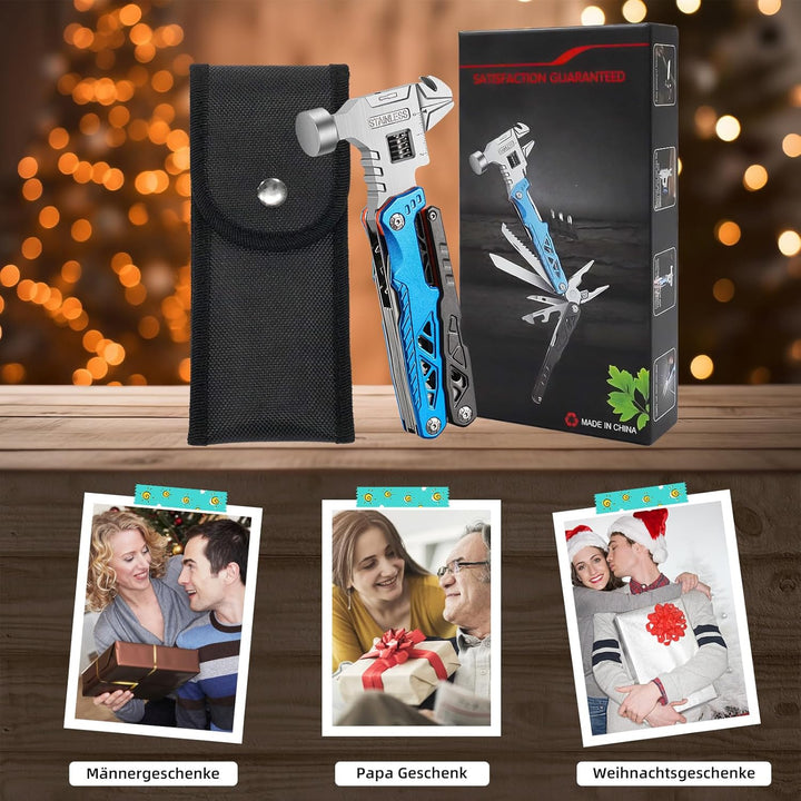 Multitool Rollgabelschlüssel,18 in 1 Geschenke für Männer,Premium Multitool Werkzeug [Titanstahl] Hä