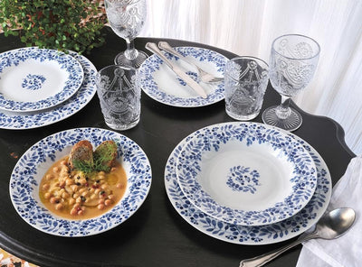 Tognana Gisella Servicola für 6 Personen, 18 Stück Porzellan blau und weiss, Made in Italy