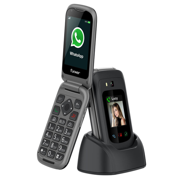Funker E480 4G-Telefon für Senioren mit WhatsApp und Videoanrufen, SOS- und GPS-Taste, grosse Tasten
