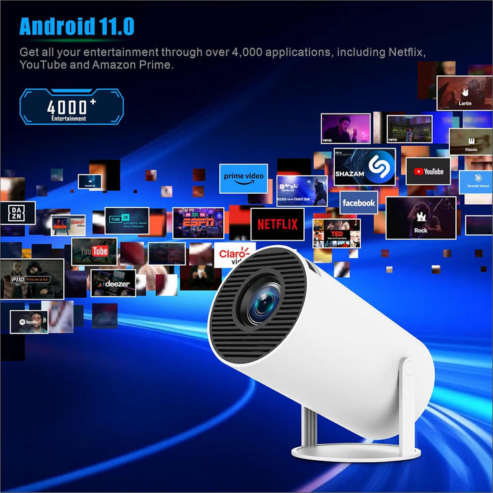 Video-Beamer Mini Beamerr 4K 1080P Full HD Kompatibel mit Android und Netflix–WiFi 6 BT5.2 180° Rota