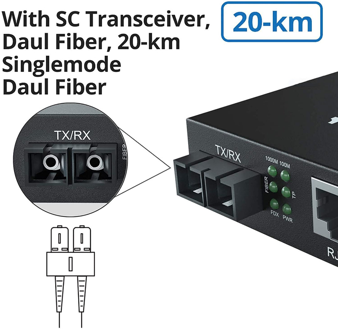 10Gtek® Gigabit Ethernet Medienkonverter, mit Built-in 1Gb Single-Mode SC Transceiver, Single-Mode D