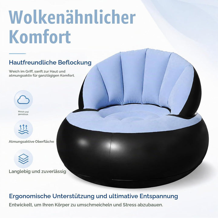 Aufblasbares Sofa, Wasserdichtes Aufblasbarer Sessel, Luftsofa mit Fusspumpe, Aufblasbare Couch mit