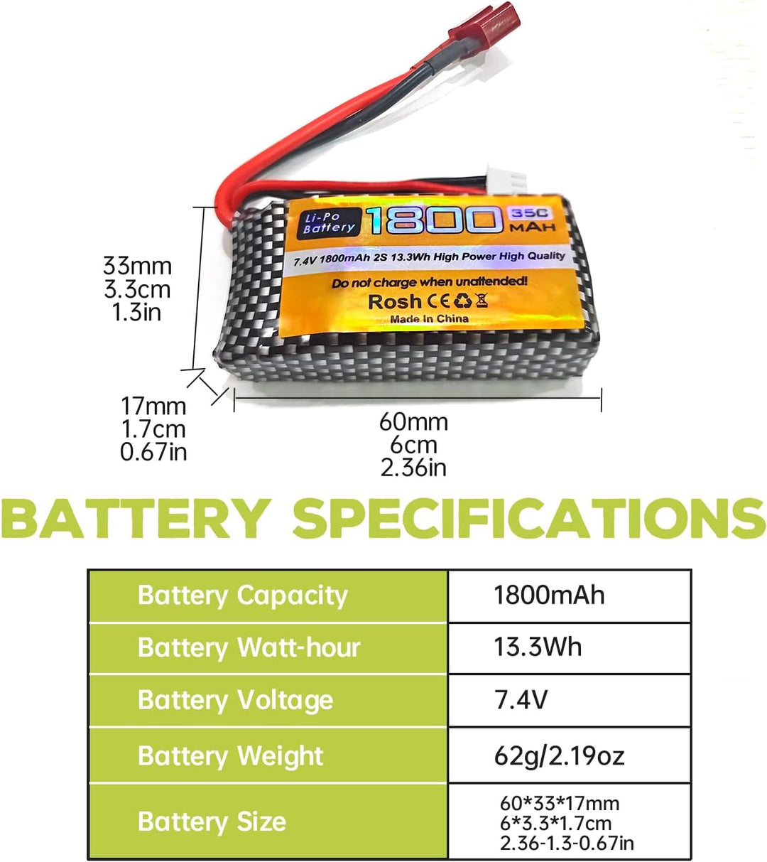 2PCS 7.4V 35C 1800mah Lithium-Batterie+1 Ladung 2 Ladegeräte für WLTYOS K920-B A959-B 12401 12403 12