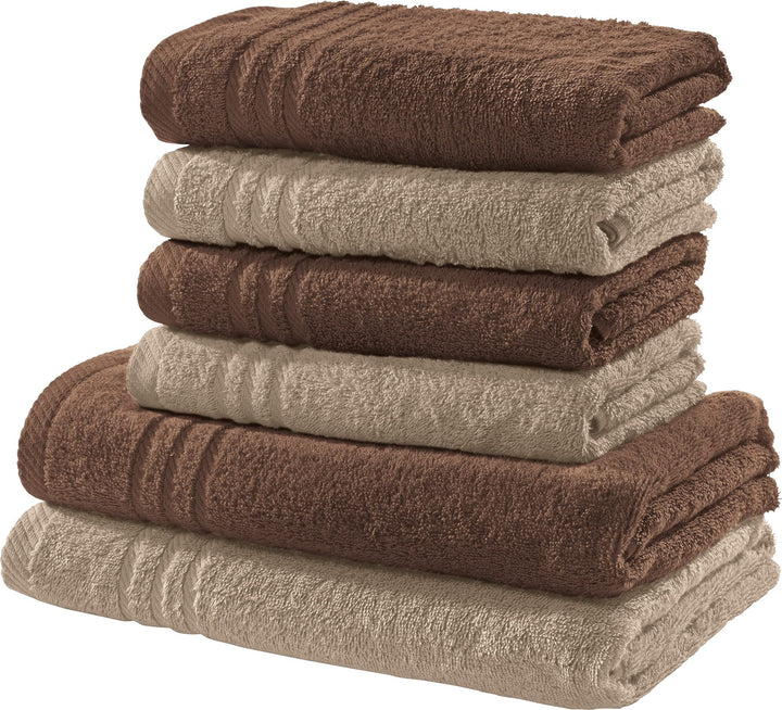 REDBEST Handtuchset, Frottierset New York 2-farbig 6-TLG. braun-beige - leichte, weiche Qualität, sa