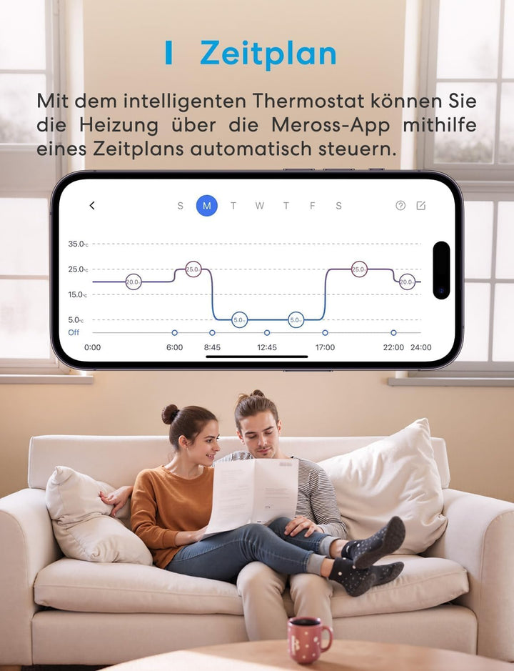 Meross Smart Elektrische Thermostat, WLAN Fussbodenheizung Raumthermostat, Heizen & Kühlen kompatibe