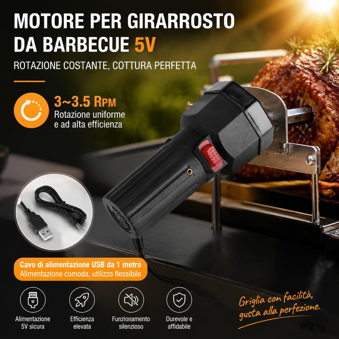 5V Rotator Grillmotor BBQ Grillspiessmotor, Campingartikel Batterie Grillmotor, mit USB Boost Wire