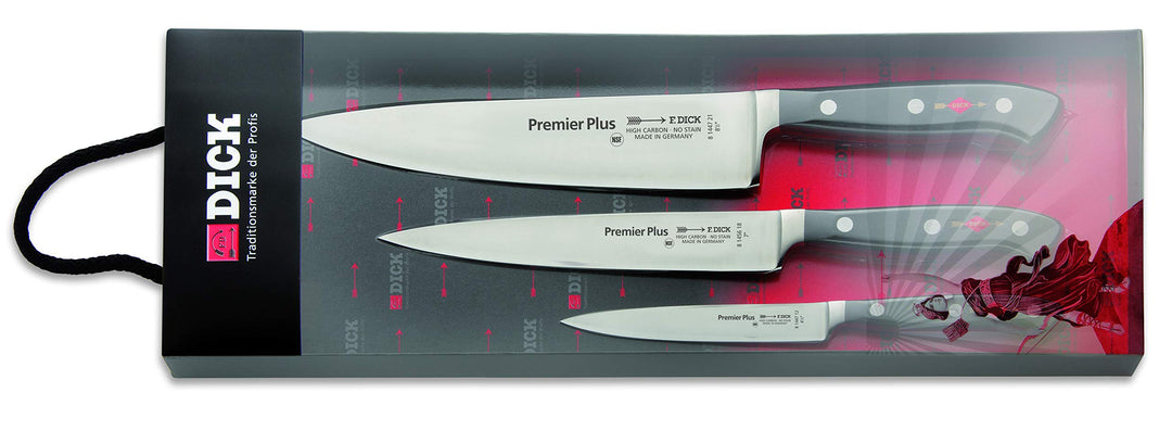 F. DICK Messerset Premier Plus 3-TLG. (Officemesser 12 cm, Kochmesser 21 cm, Tranchiermesser 18 cm,