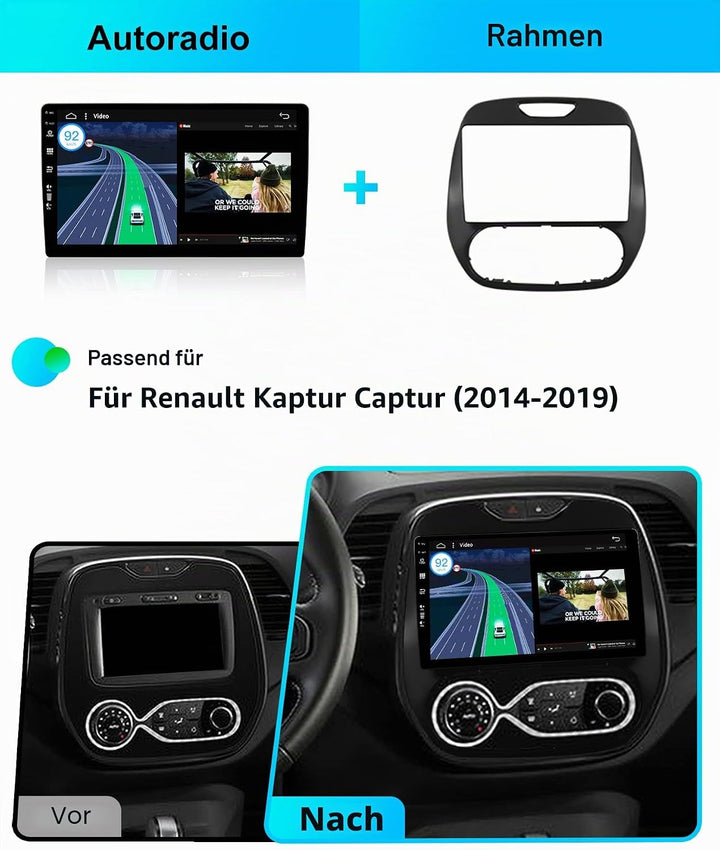 4G+64G Android 15 IPS Autoradio Passt für Renault Kaptur Captur (2014-2019) - Eingebautes CarPlay An