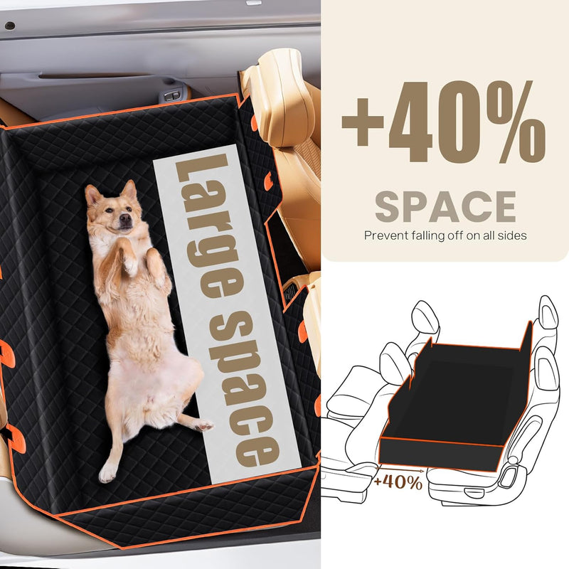 pecute Hundesitzbezug mit Harter Unterseite 135*63 cm, Hundedecke Auto Rückbank mit Sicherheitsgurt,