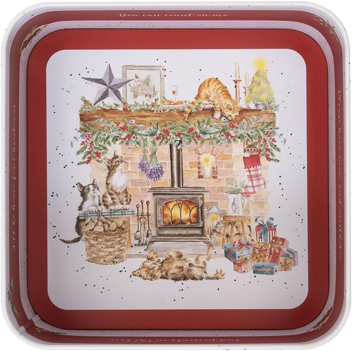 Wrendale Designs Country Kitchen' Weihnachtsdose mit Hund und Katze, quadratisch