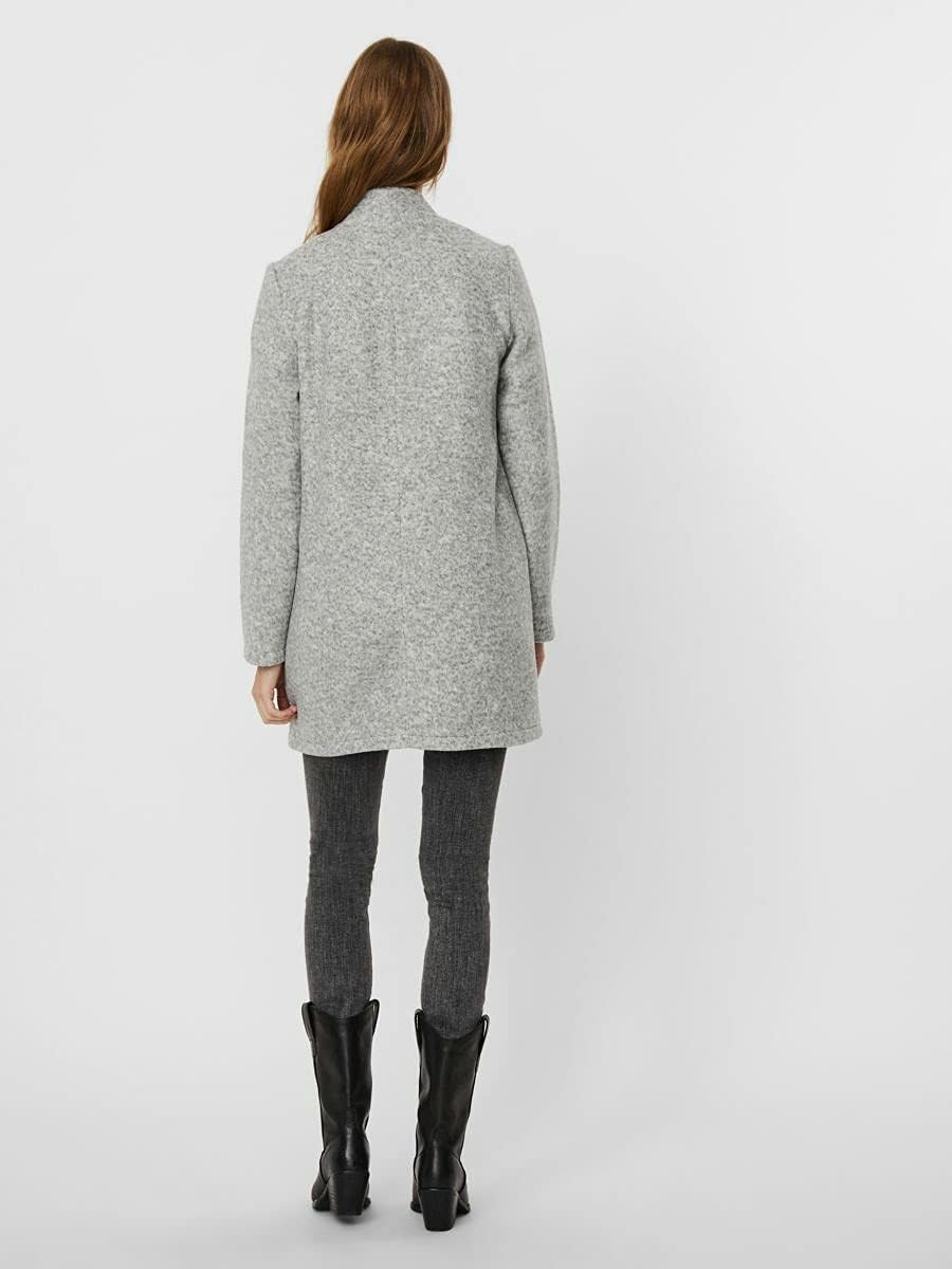 VERO MODA Damen Wollmischungs-Mantel M light grey melange, M light grey melange