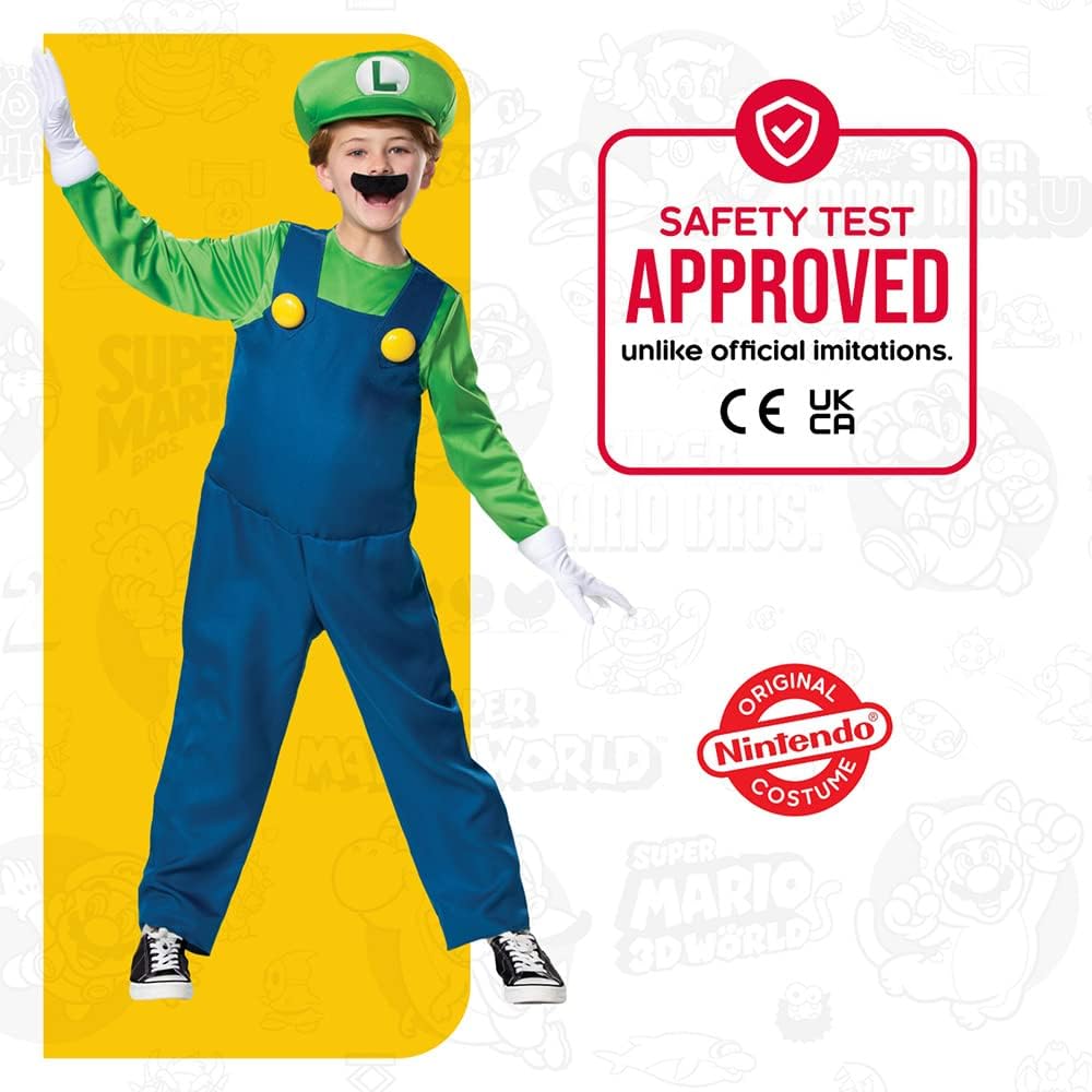 Super Mario Bros DISK10773L Luigi Kostum, Jungen, S