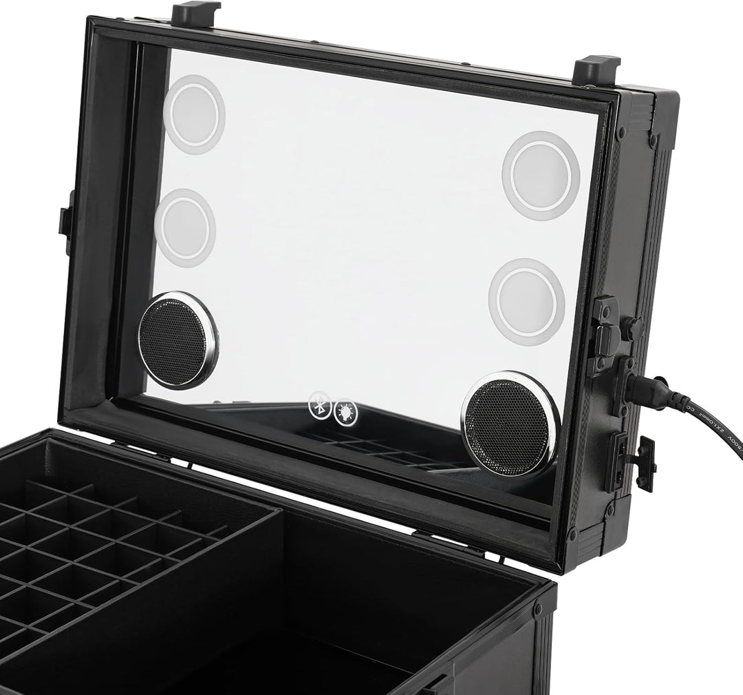 Professioneller Kosmetikkoffer Trolley 2 In 1 Schminkkoffer mit Tisch Bis 50KG Maniküre Tisch mit 3