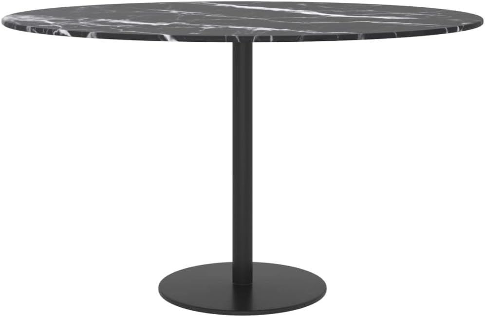 homiuse Tischplatte Schwarz Rund 70x0,8 cm Hartglas in Marmoroptik Runder Desktop Gehärtetes Glas Ti