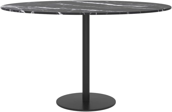 homiuse Tischplatte Schwarz Rund 70x0,8 cm Hartglas in Marmoroptik Runder Desktop Gehärtetes Glas Ti