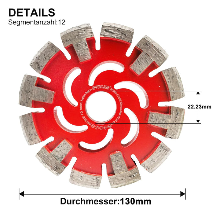 GVHAKG Diamant Frässcheibe 130mm, 17 mm Räumscheibe für Fussbodenheizung Sehr Harten Estrich, Sehr H