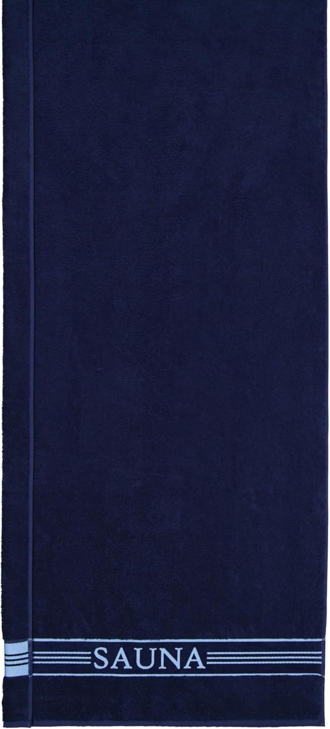 frottana Sauna – Saunatuch mit Bordüre 80 x 200 cm aus 100% Baumwolle, Deep Sea 80 x 200 cm Deep Sea