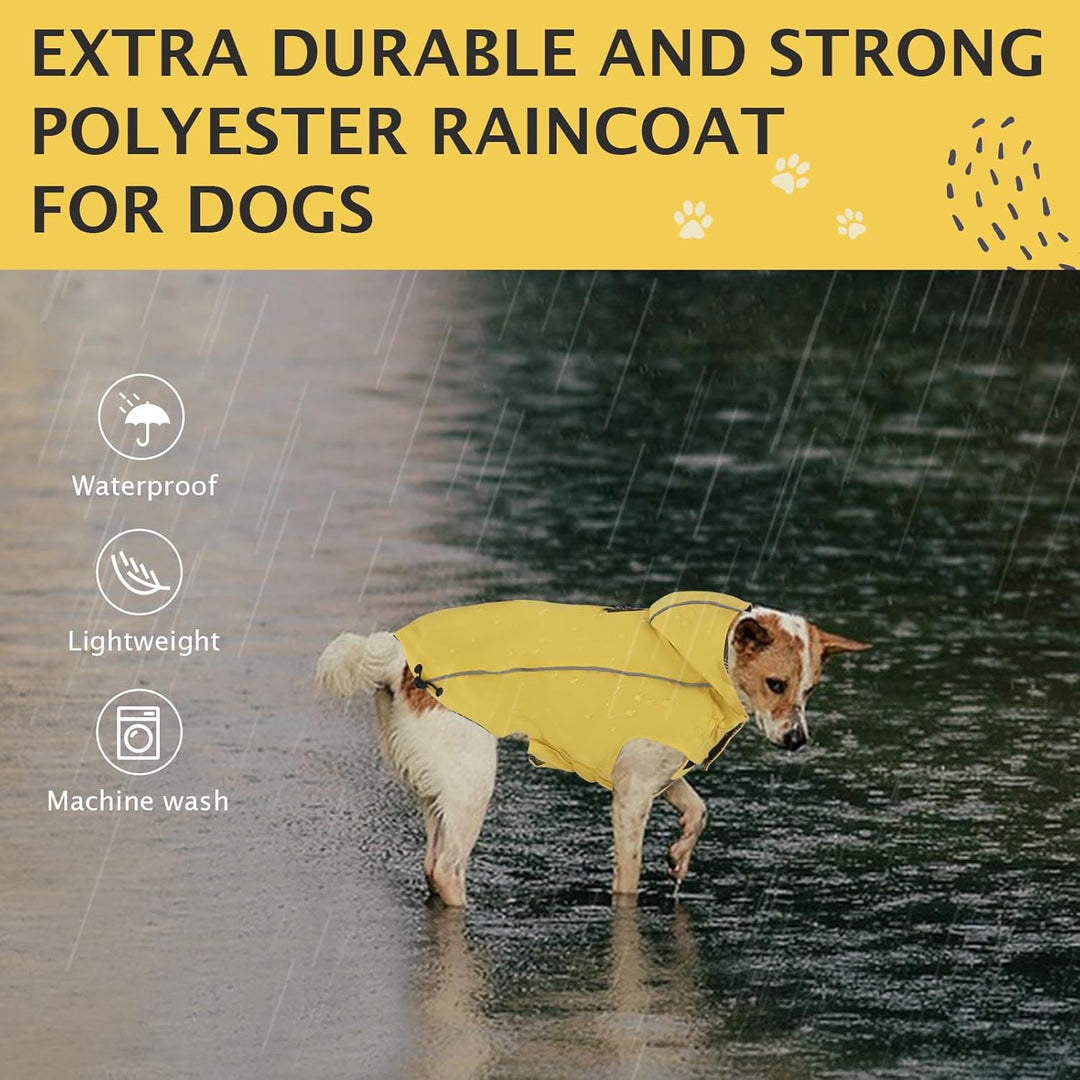Vejaoo Regenmantel Hund Wasserdicht, Reflektierend Regenjacke mit Kapuze für Hund, Verstellbare Wind