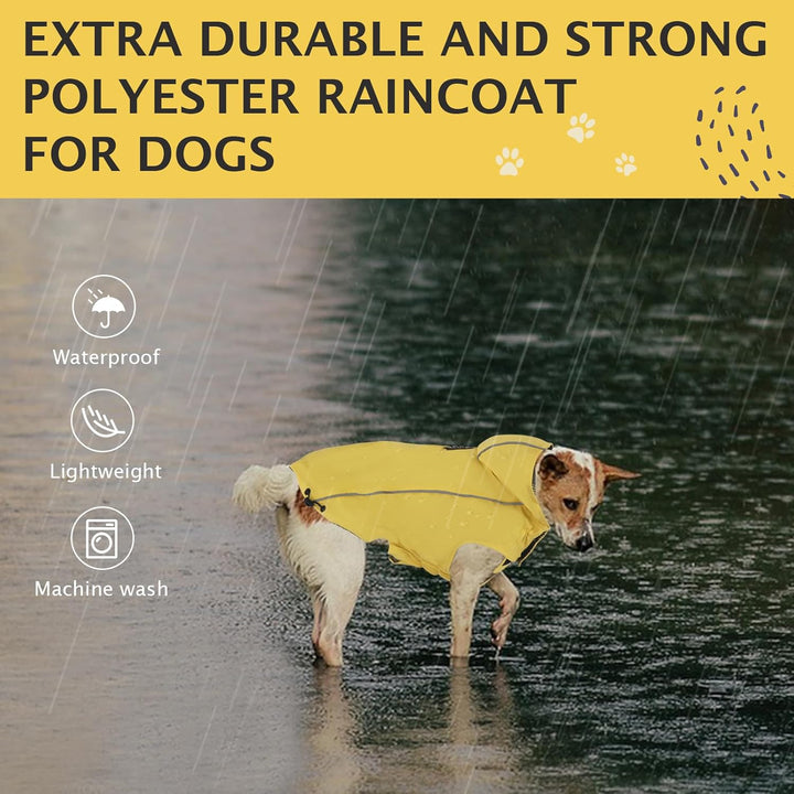 Vejaoo Regenmantel Hund Wasserdicht, Reflektierend Regenjacke mit Kapuze für Hund, Verstellbare Wind