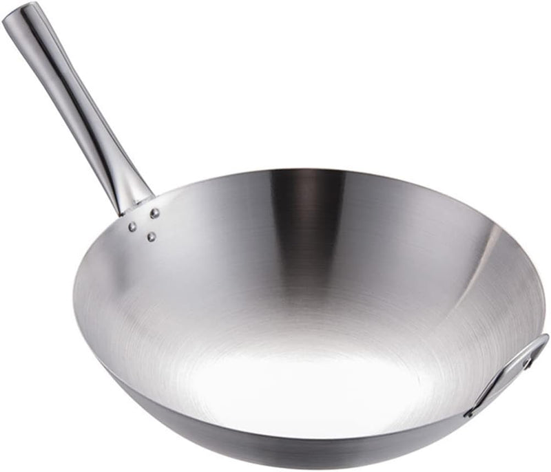 Cabilock Edelstahl-Wok Verschleissfeste Wokpfanne Camping-Wok-pfanne Bratpfanne Japanische Woks Rest