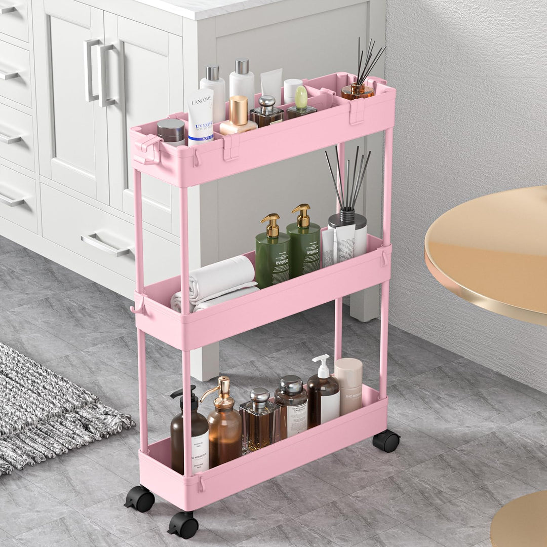 SPACELEAD Schlanker Regalwagen, 3 Etagen, Badezimmer-Organizer, rollbarer Allzweckwagen, Mobile Rega
