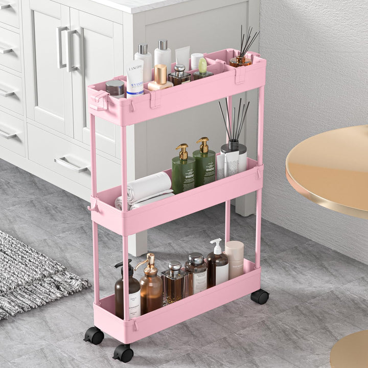 SPACELEAD Schlanker Regalwagen, 3 Etagen, Badezimmer-Organizer, rollbarer Allzweckwagen, Mobile Rega